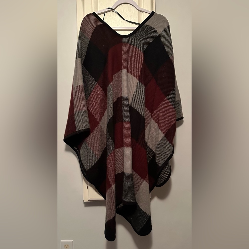 Marc New York Plaid Cape Poncho Sweater - Picture 2 of 4